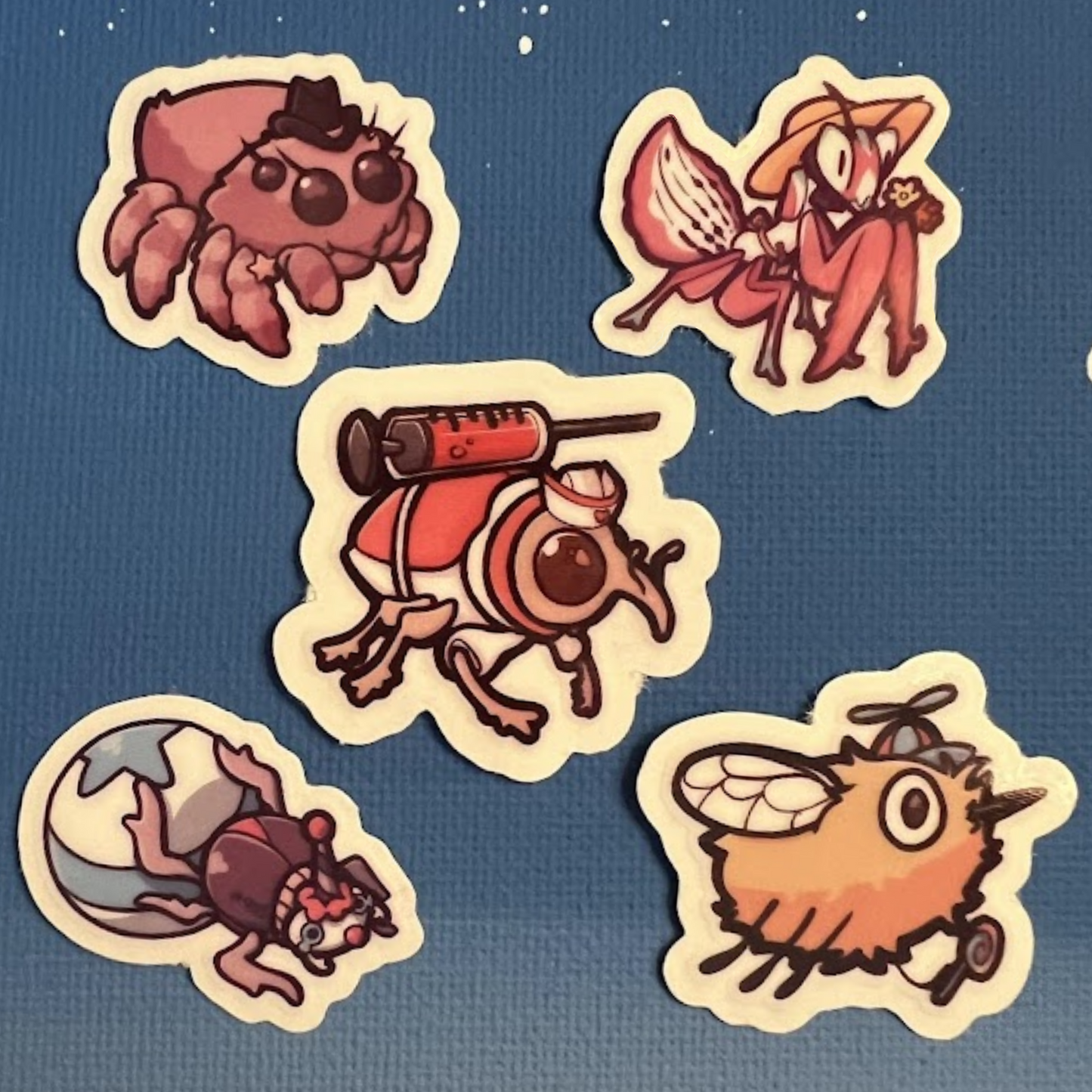 Bugs with Hats (1" Vinyl 5 count sticker pack)