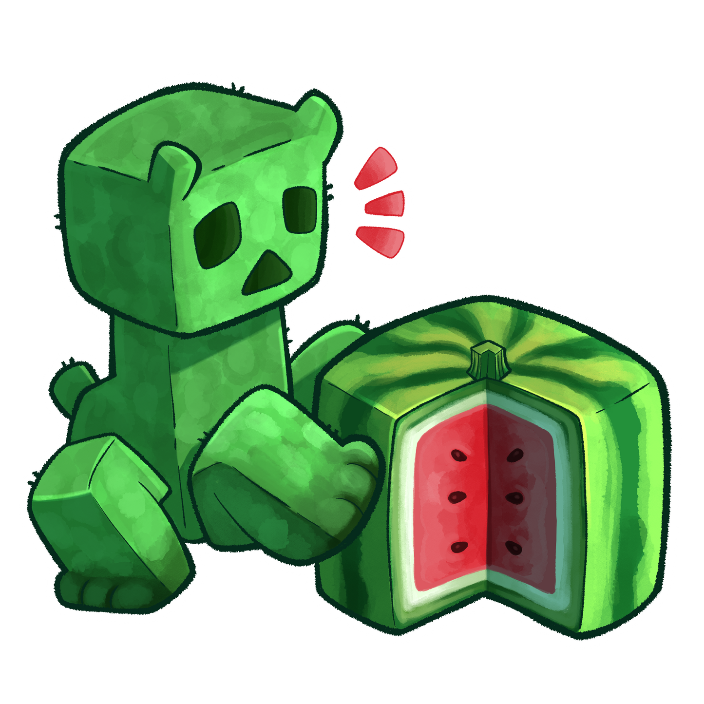 Watermelon Creeper (3" Holographic Vinyl Sticker)
